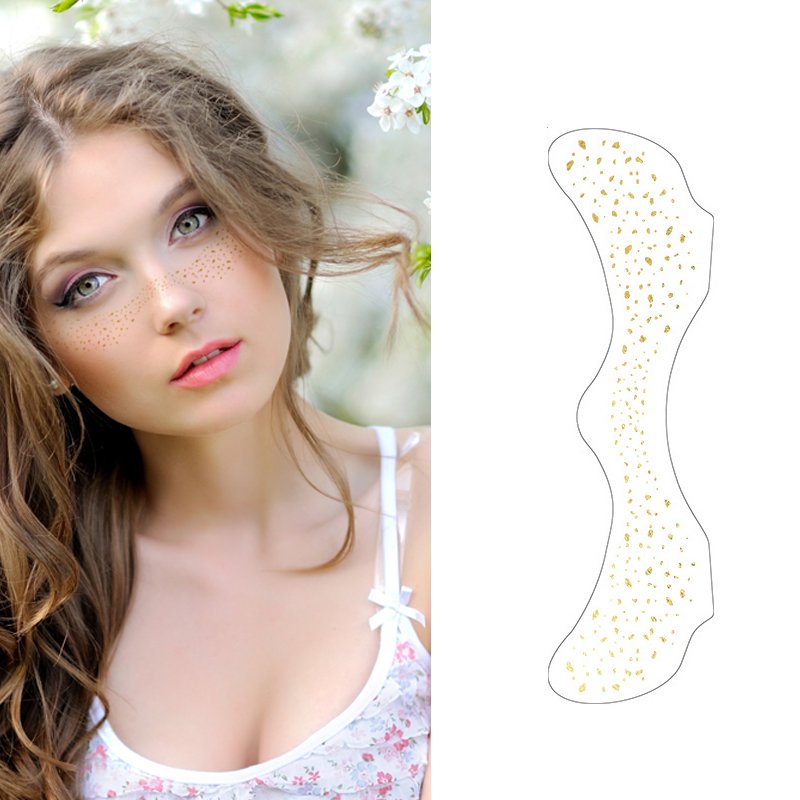 Hot High Quality Glitter Fake Metallic Gold Silver Rose Gold Freckle Sticker Temporary Glitter Freckles Face Tattoo Sticker