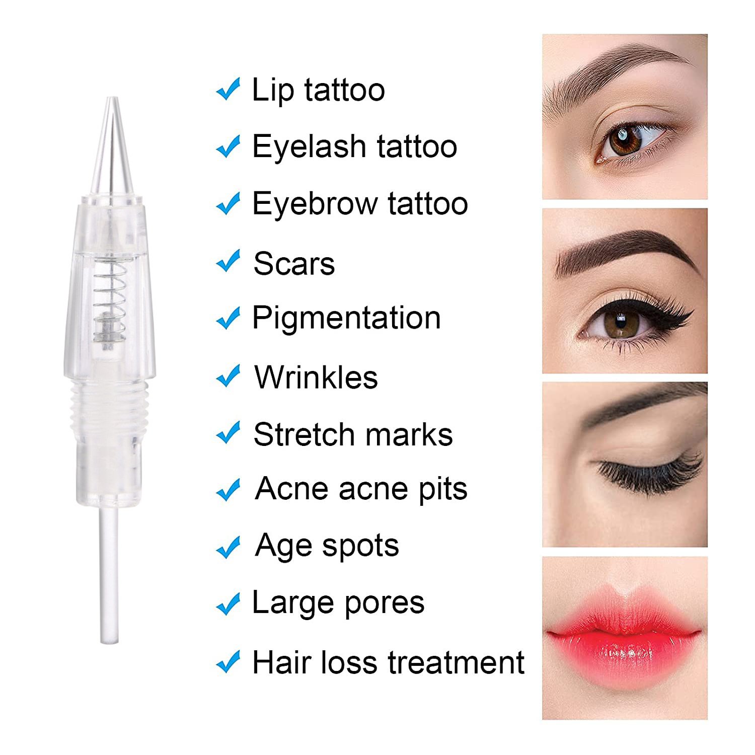 PMU Needles100 PCS Tattoo Cartridges Disposable Microblading Needles for Shading Eyebrows Eyeliners Lip