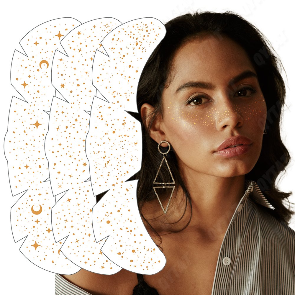 Cosmetic Sexy Waterproof Sweat-Resistant Holiday Party Face Patch Golden Silver Freckles Design Tempory Tattoo Face Freckles