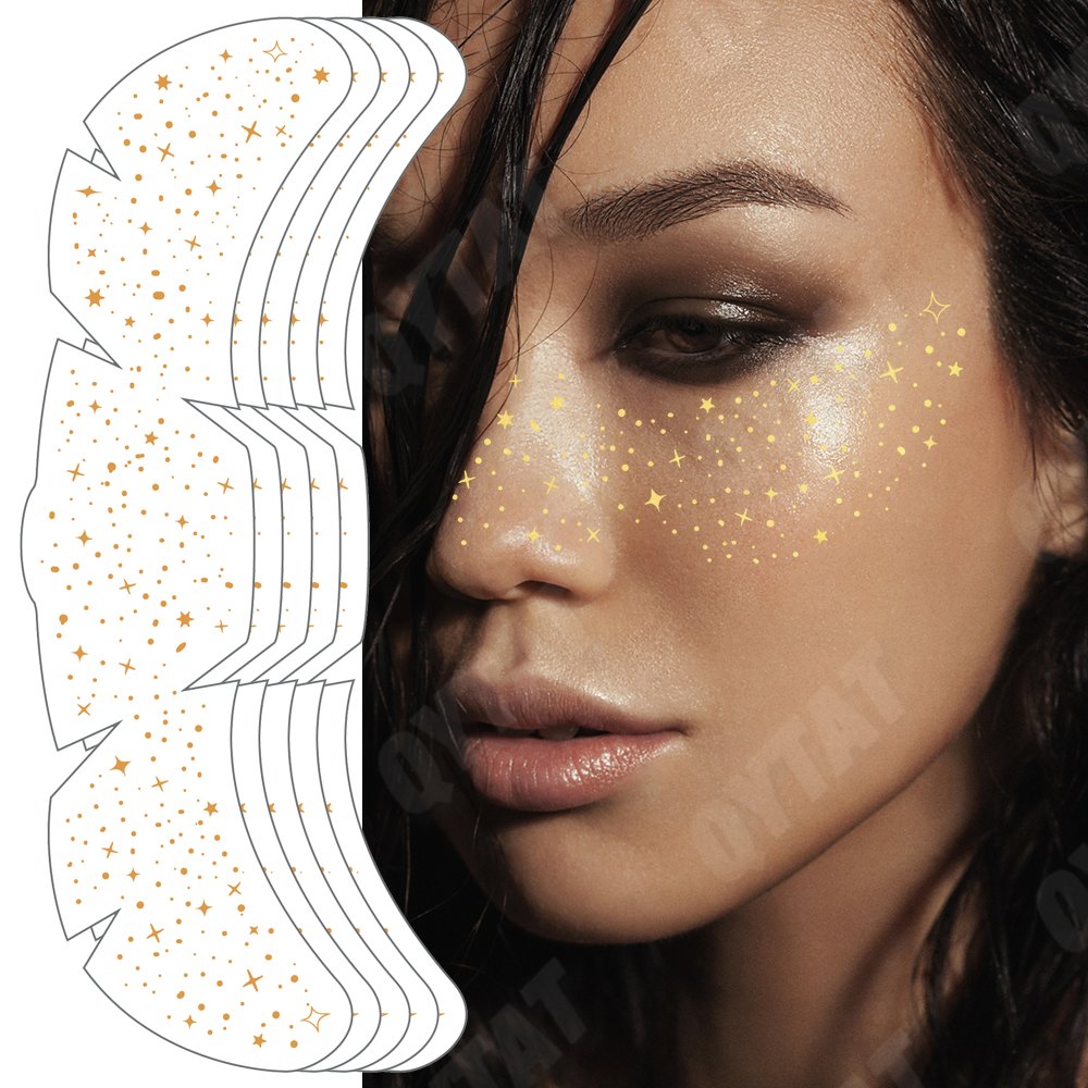 Cosmetic Sexy Waterproof Sweat-Resistant Holiday Party Face Patch Golden Silver Freckles Design Tempory Tattoo Face Freckles