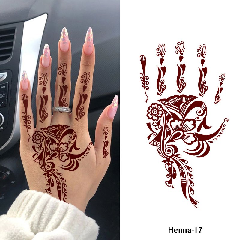 40 types of Maroon Henna Tattoo Sticker Indian Style Lace Pattern Red Tattoos Sexy Brown Mandala Temporary Henna Tattoo