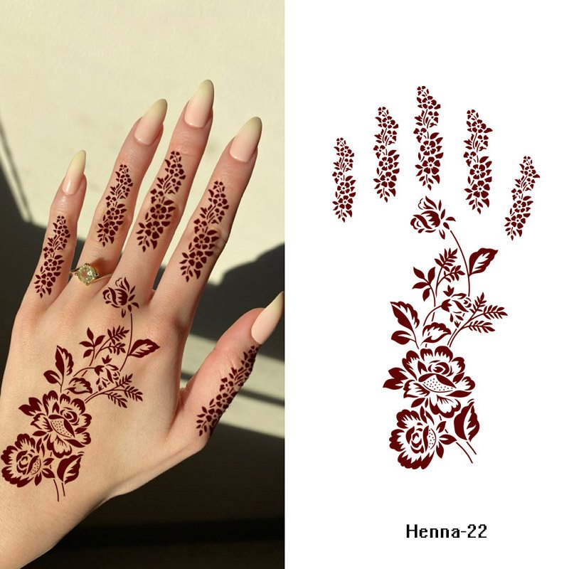 40 types of Maroon Henna Tattoo Sticker Indian Style Lace Pattern Red Tattoos Sexy Brown Mandala Temporary Henna Tattoo