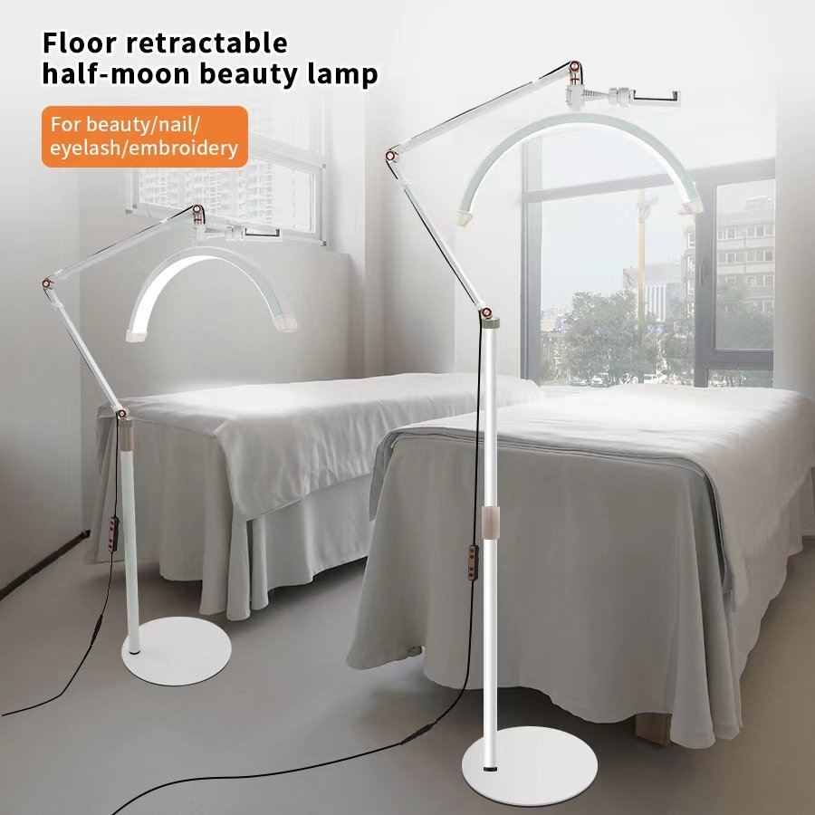 Eyelash LED Floor Light Half Moon Lamp for Lash Extension Lighting for Beauty Skincare Eyebrows Filming Content Creation