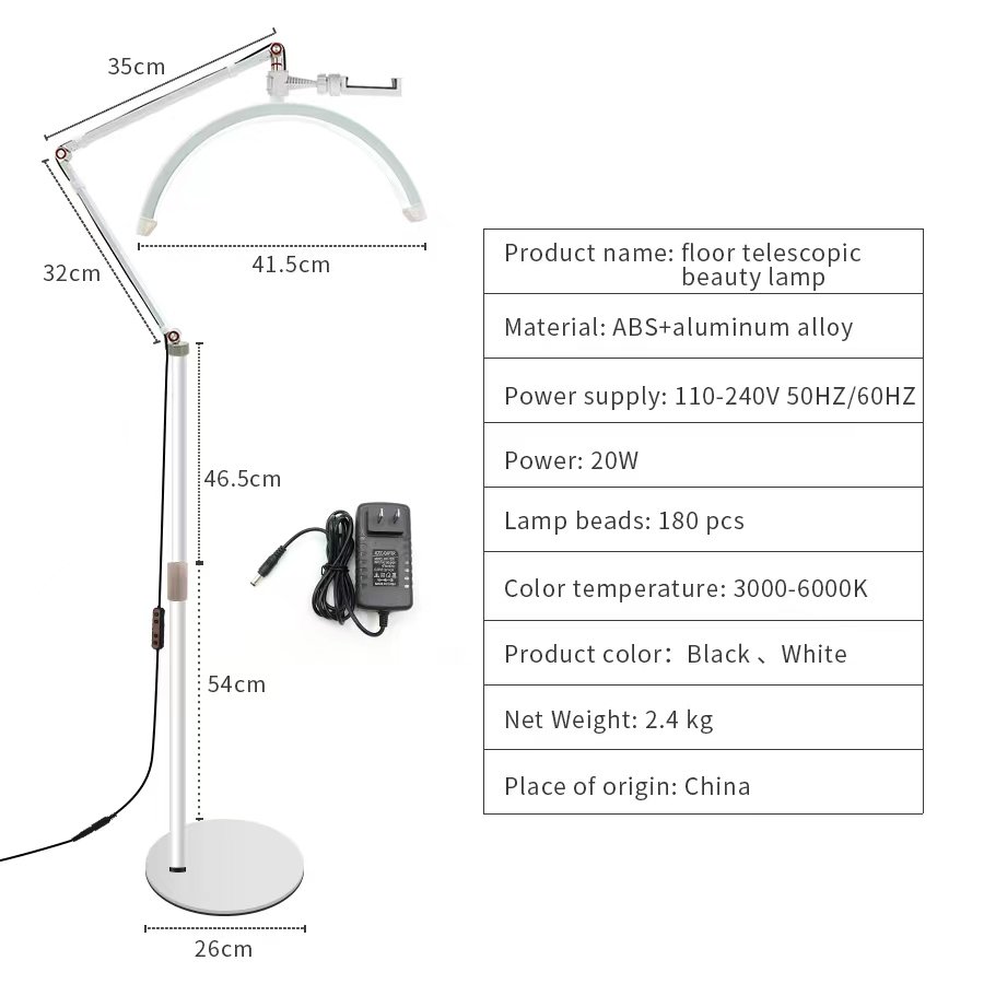 Eyelash LED Floor Light Half Moon Lamp for Lash Extension Lighting for Beauty Skincare Eyebrows Filming Content Creation