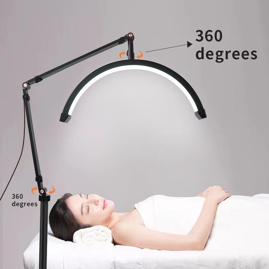 Eyelash LED Floor Light Half Moon Lamp for Lash Extension Lighting for Beauty Skincare Eyebrows Filming Content Creation