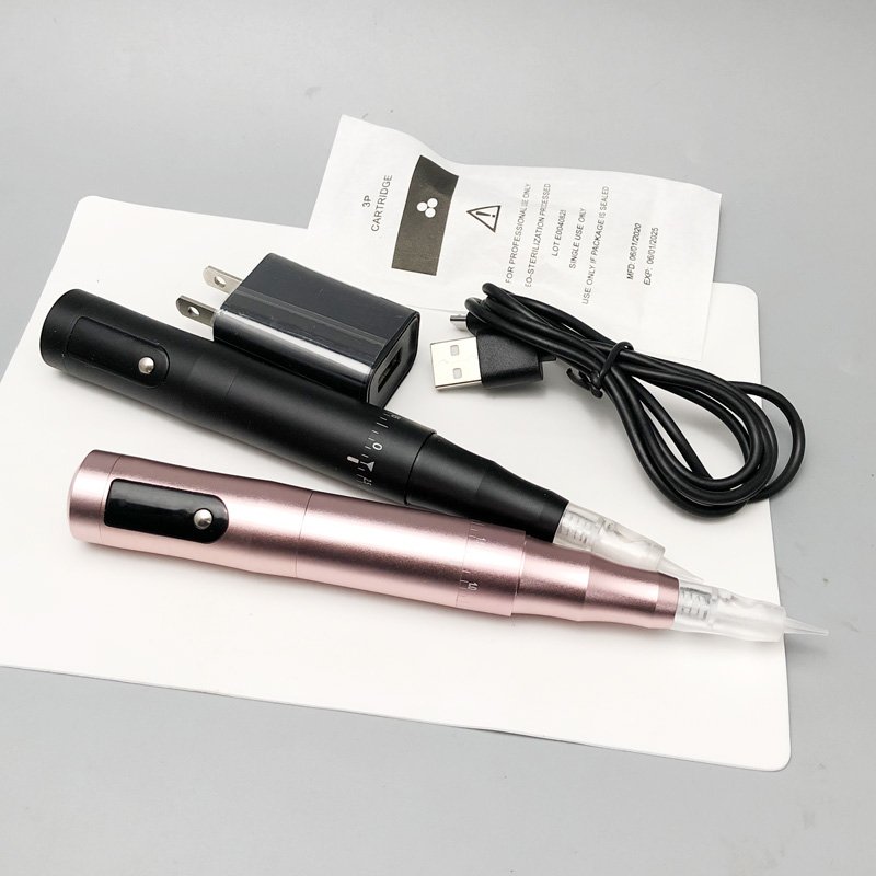 Professional LED Digital Wireless P-M-U Tattoo Machine Permanent Makeup Eyebrow Lips Pen Cartridge Needles