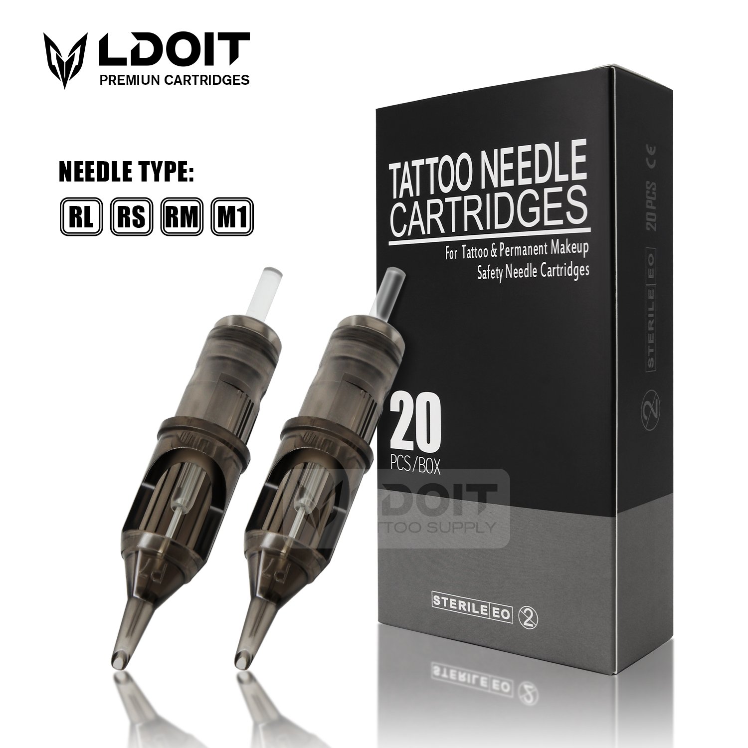 Membrane Tattoo Needle Cartridge Full Size 20pcs RM RL M1 RM Sealed Gray Tattoo Needles