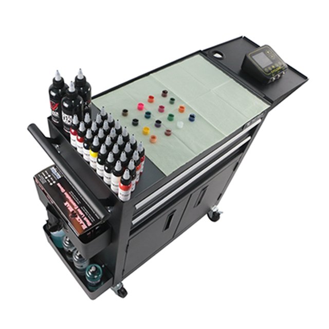 Professional Premium Tattoo Work Station Tattoo Armrest Tattoo Chair Tank Storm With Five Drawers Rolling Trolley Cart