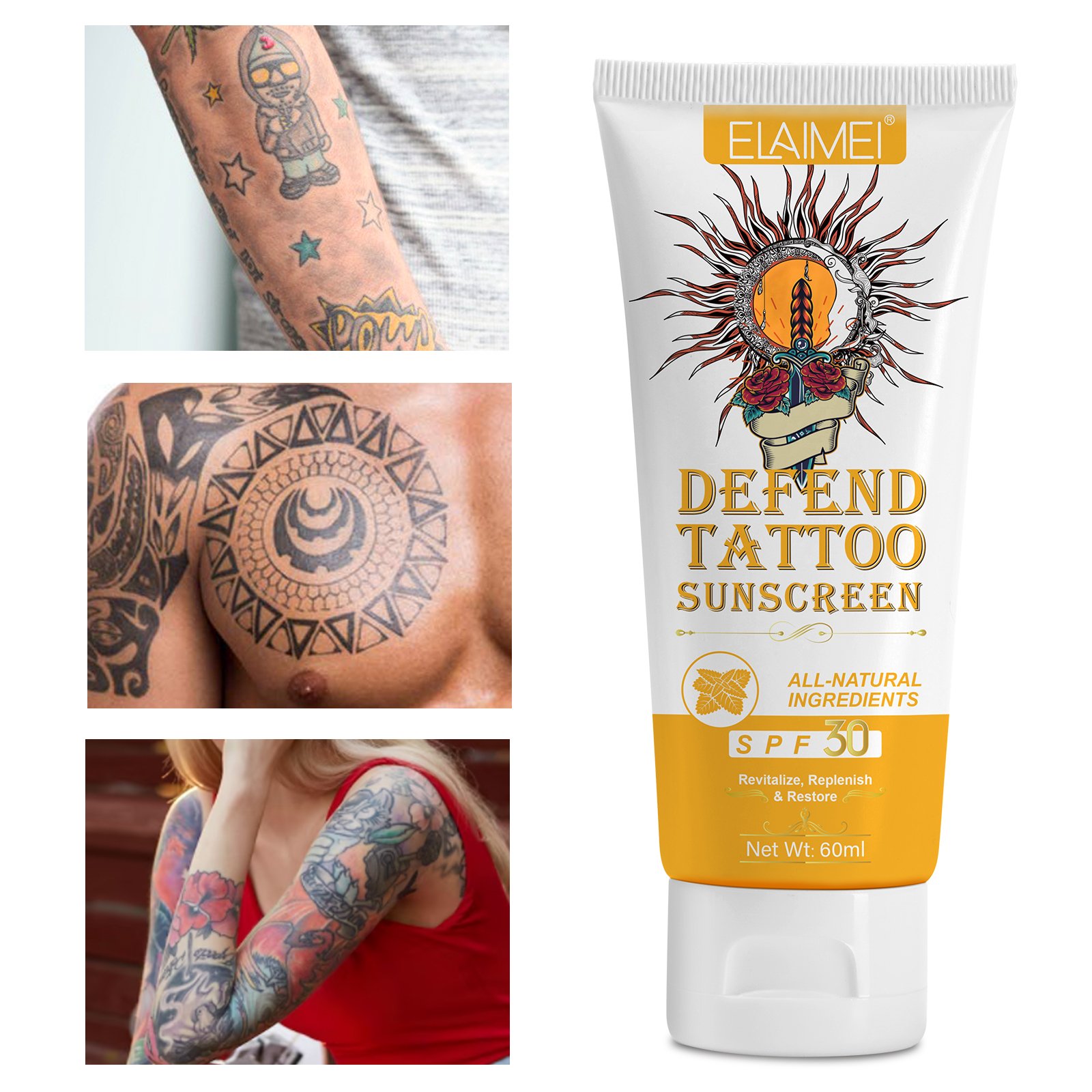 Tattoo Aftercare Sunscreen Lotion 60ml Tattoo Sun Protection Fps30 Tattoo Aftercare Suncream For Protecting Ink Against Fading