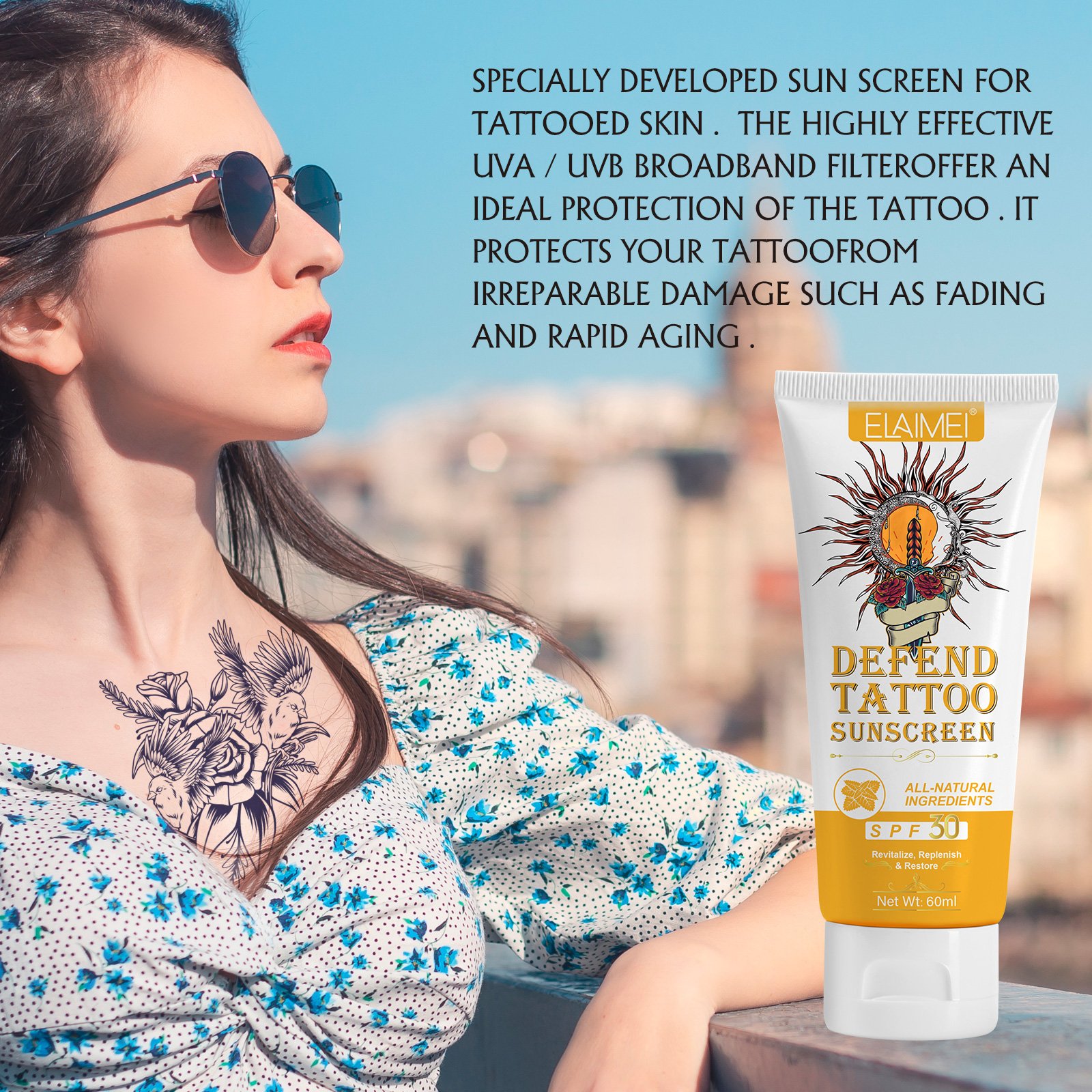 Tattoo Aftercare Sunscreen Lotion 60ml Tattoo Sun Protection Fps30 Tattoo Aftercare Suncream For Protecting Ink Against Fading