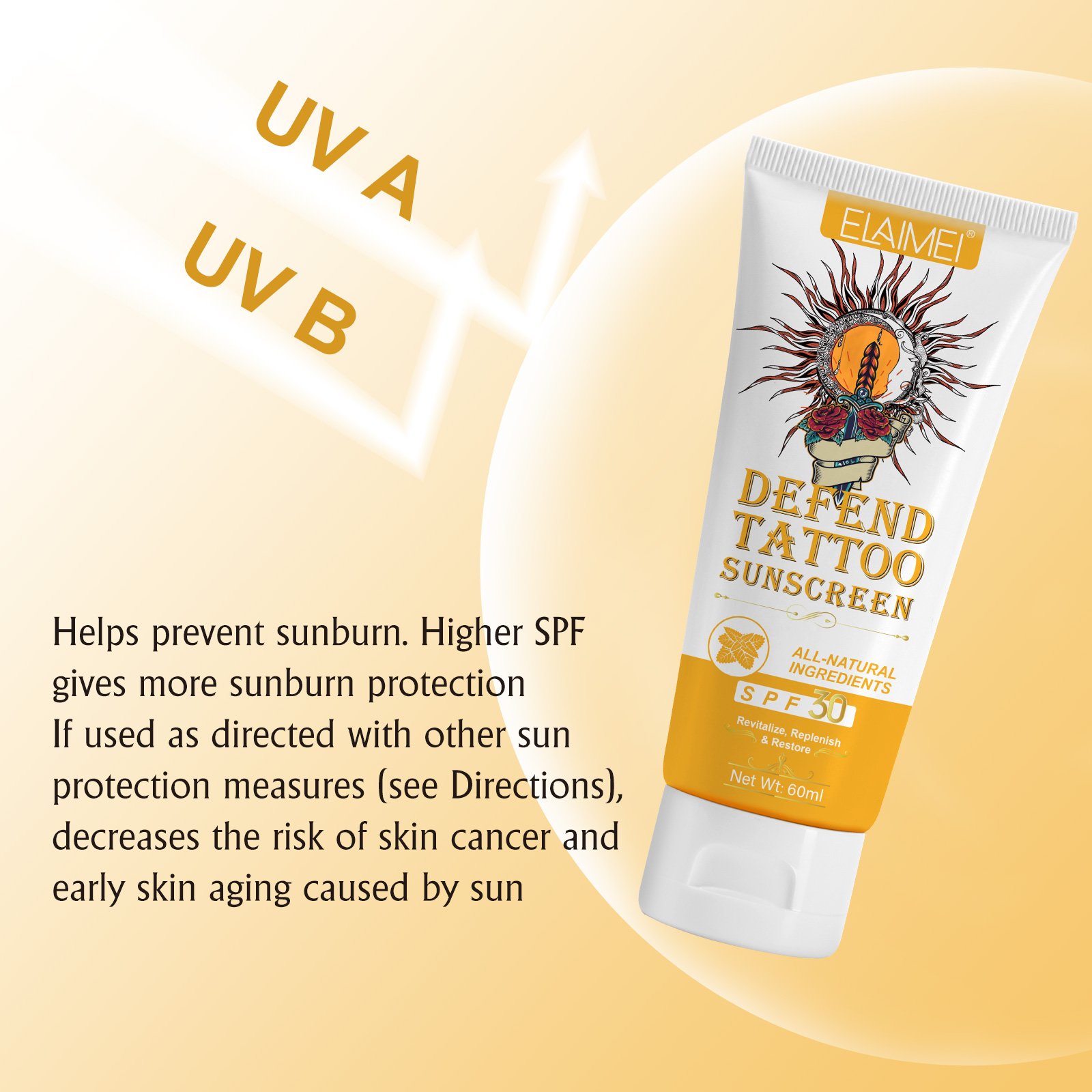 Tattoo Aftercare Sunscreen Lotion 60ml Tattoo Sun Protection Fps30 Tattoo Aftercare Suncream For Protecting Ink Against Fading