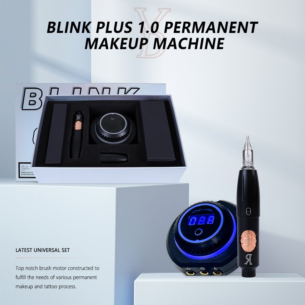Lushcolor Permanent Makeup Supplies Rotary Motor Tattoo Machine YD Blink Magic Power Plus Machine Kit With Universal Needle