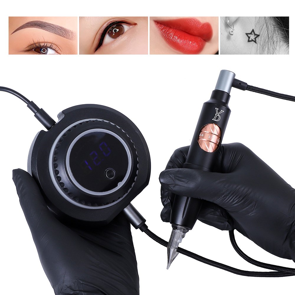 Lushcolor Permanent Makeup Supplies Rotary Motor Tattoo Machine YD Blink Magic Power Plus Machine Kit With Universal Needle