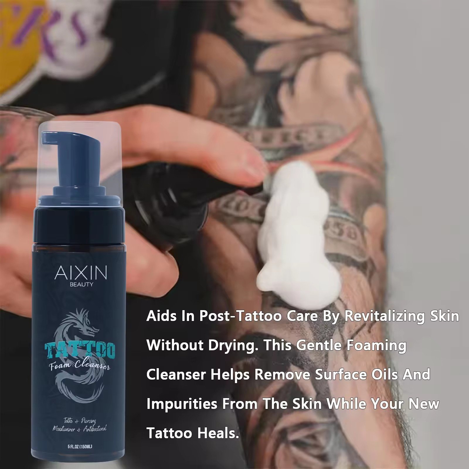 Private Label Tattoo Care Supply Tattoo Deep Cleaning Brightening Custom Care Foam Cleanser Unscented Tattoo Foam