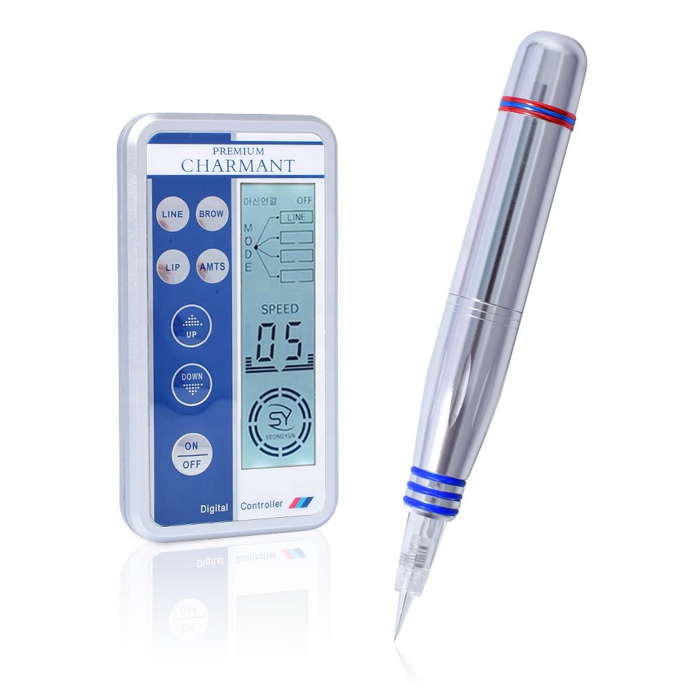 Top Grade Permanent Makeup Digital Pen Professional Eyebrow Lip Eyeliner Tattoo Machine Set + Microblading Gun Cartridge Needles