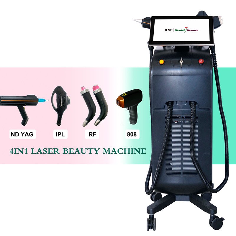 2024 NEWEST! 4 in 1 KM titanium diode laser hair removal q switched nd yag laser tattoo removal ipl rf beauty machine price