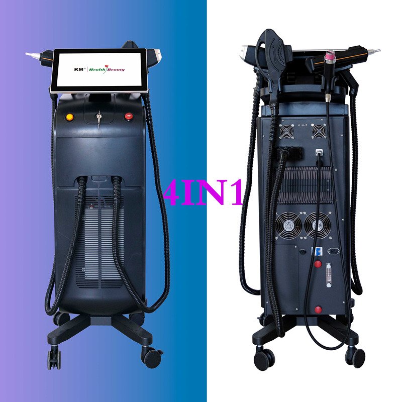 2024 NEWEST! 4 in 1 KM titanium diode laser hair removal q switched nd yag laser tattoo removal ipl rf beauty machine price