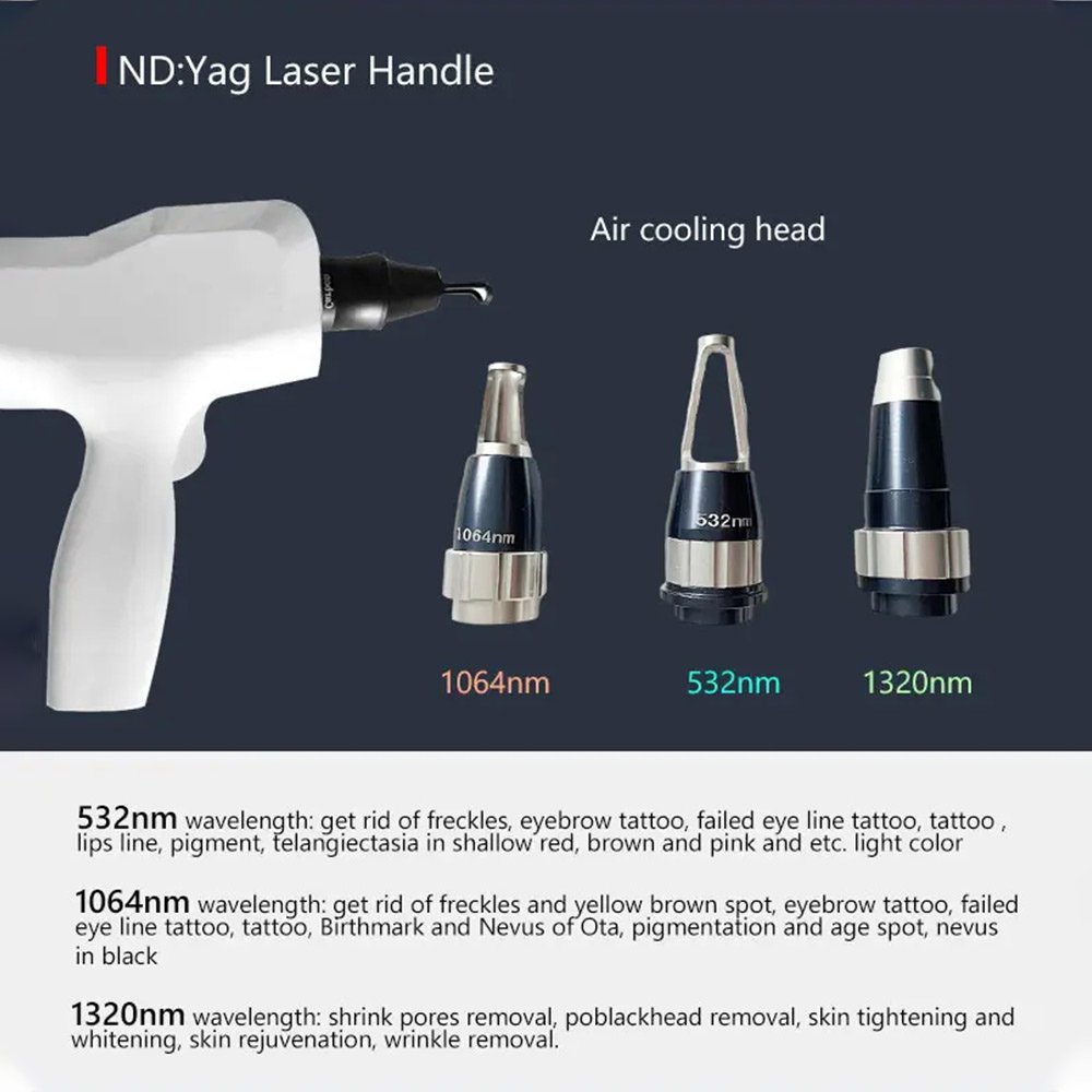 1064nm /532nm head for q switched nd yag laser Skin Noncontact Safe Hair Removal Tattoo Removal