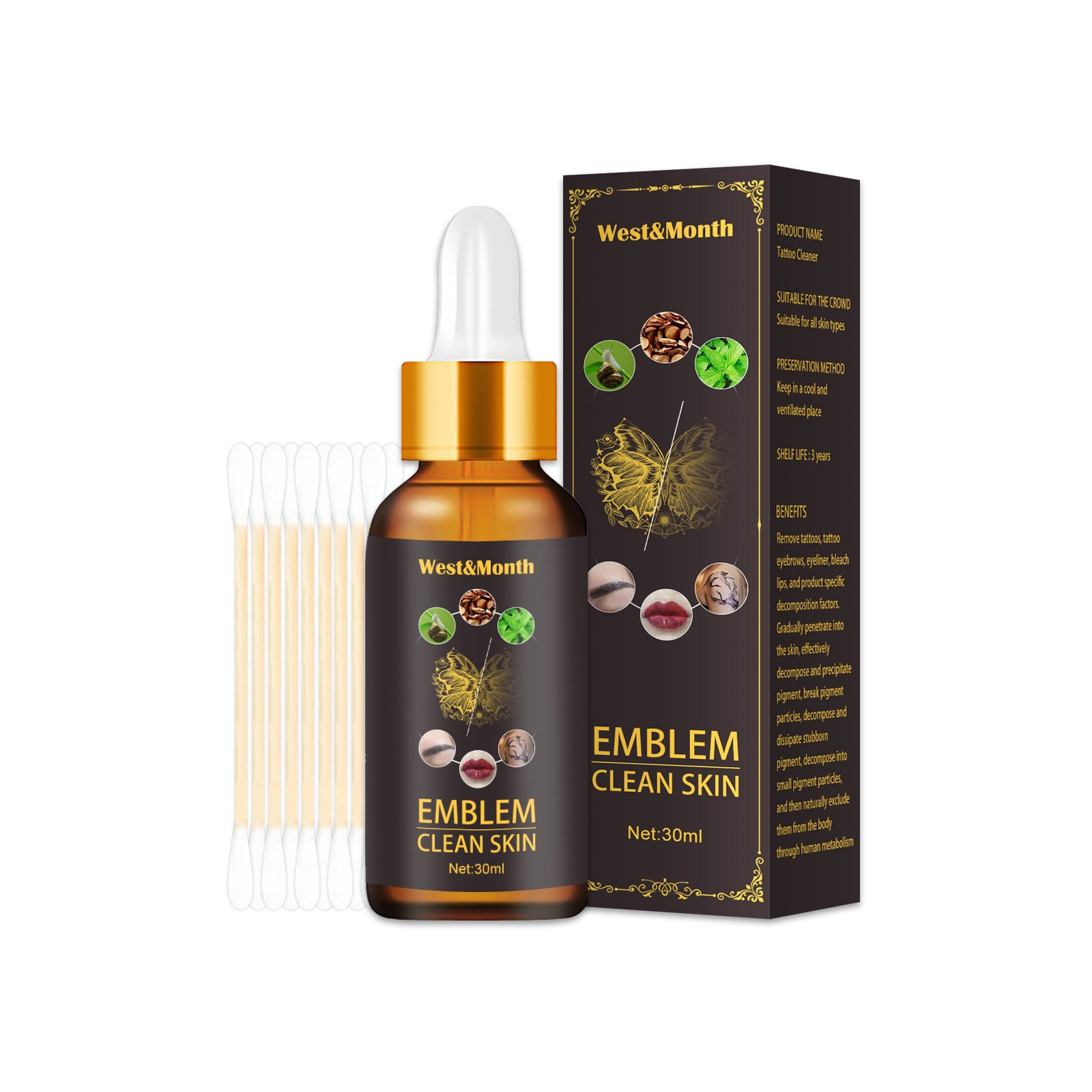 West&Month High quality Tattoo Cleaning Tattoo Print Eyebrow Embroidery Eyebrow Cleaning Tattoo Brow Cleaning Solution