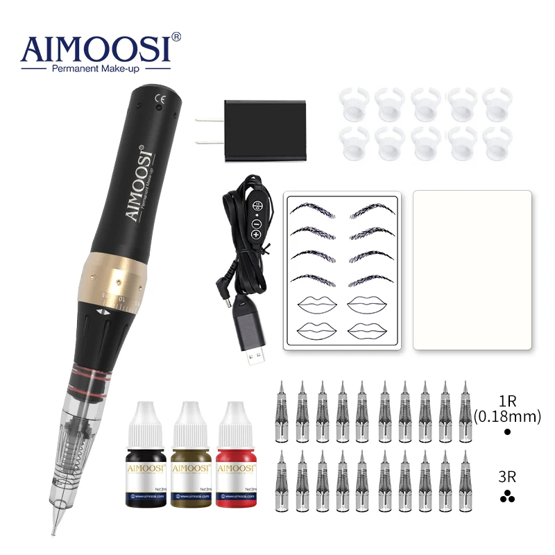 Tattoo Machine set Microblading Eyebrow PMU Machine Pen Needle Permanent Makeup GUN Professional Supplies Beginner