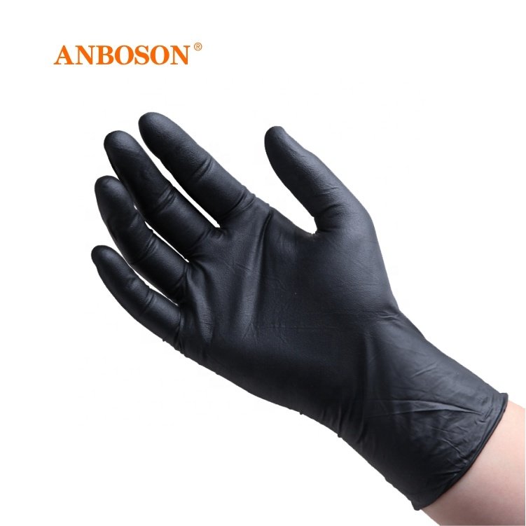 Textured Tattoo Blend Food Grade Butadiene Rubber Disposable Black Pvc Wholesale Nitrile Gloves