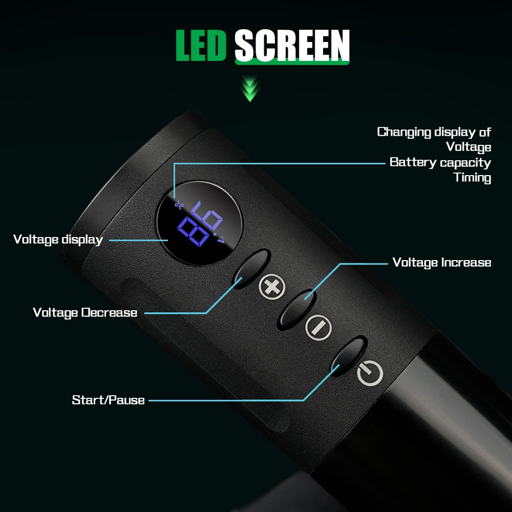 Digital Display Tattoo Battery Pen Machine Adjustable Cartridge Needle Depth Grip Pernment Makeup Wireless Tattoo Pen Machine
