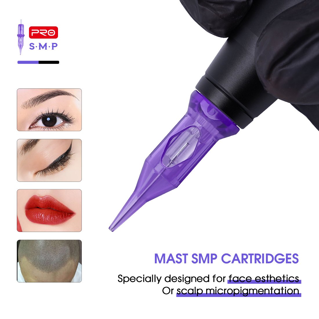 Wholesale Mast Premium Tattoo Cartridge Needle for Body tattoo Art and permanent make up SMP Tattoo Needle Purple Color