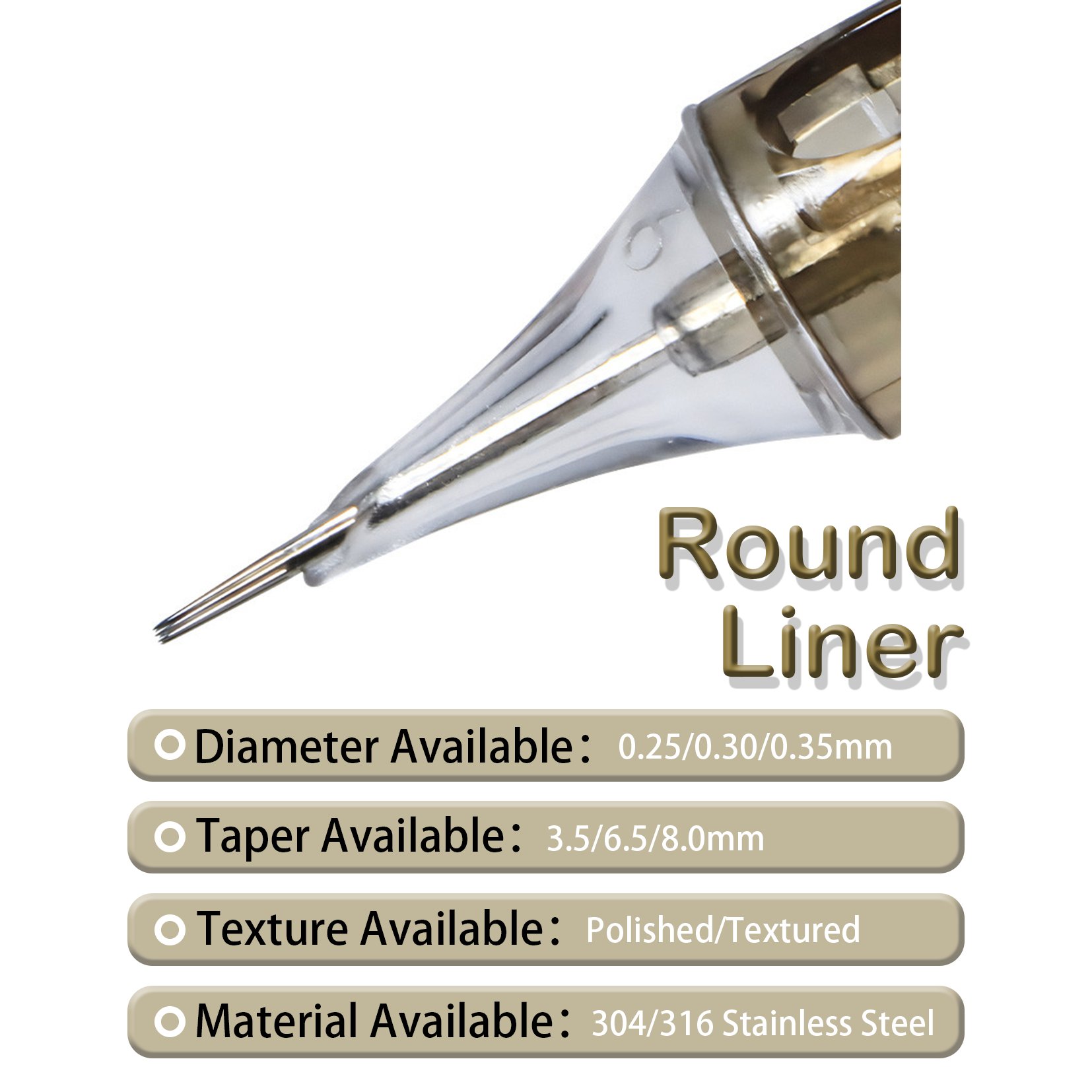 The Fine Quality OEM 316/304 Stainless Steel Round Liner 3RL 5RL Tattoo Needles