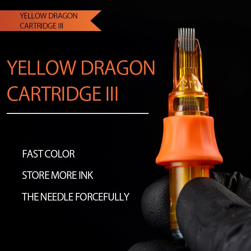 10pcs/box Tattoo Cartridge Needle Yellow Dragon Cartridge III Professional Makeup Cartridge Needles Piercing Tattoo Accessories
