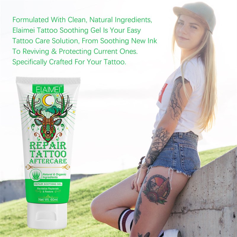 ELAIMEI tattoo care solution skin moisturizing brightening redness swelling sunburn repair soothing itch pain relieving aloe gel