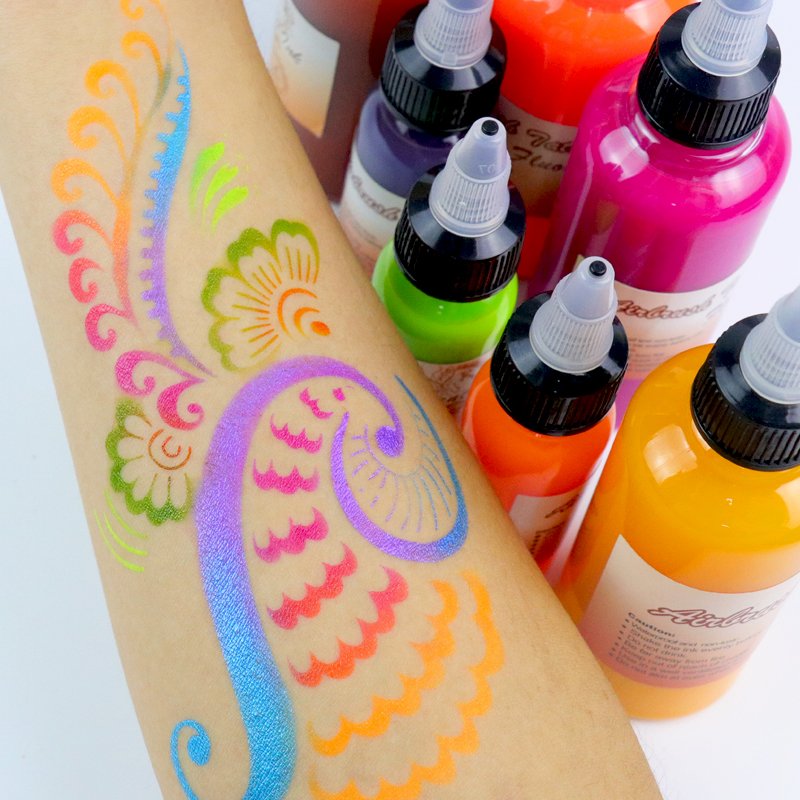 Golden Phoenix Wholesale long time lasting body art tattoo paint waterproof Temporary Airbrush Tattoo Ink Set
