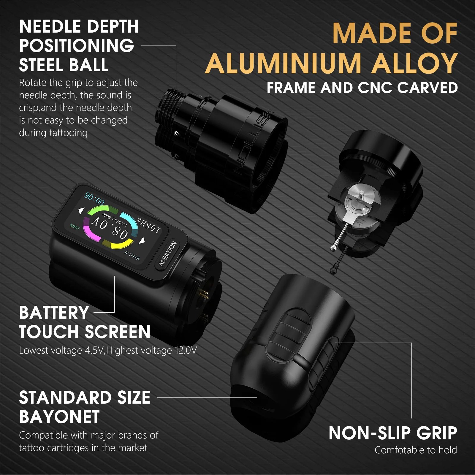 Ambition Zetton 3.5mm/4.0mm Stroke Brushless Motor Professional Direct Drive Rod Wireless Tattoo Pen Machine for Artist Body Art