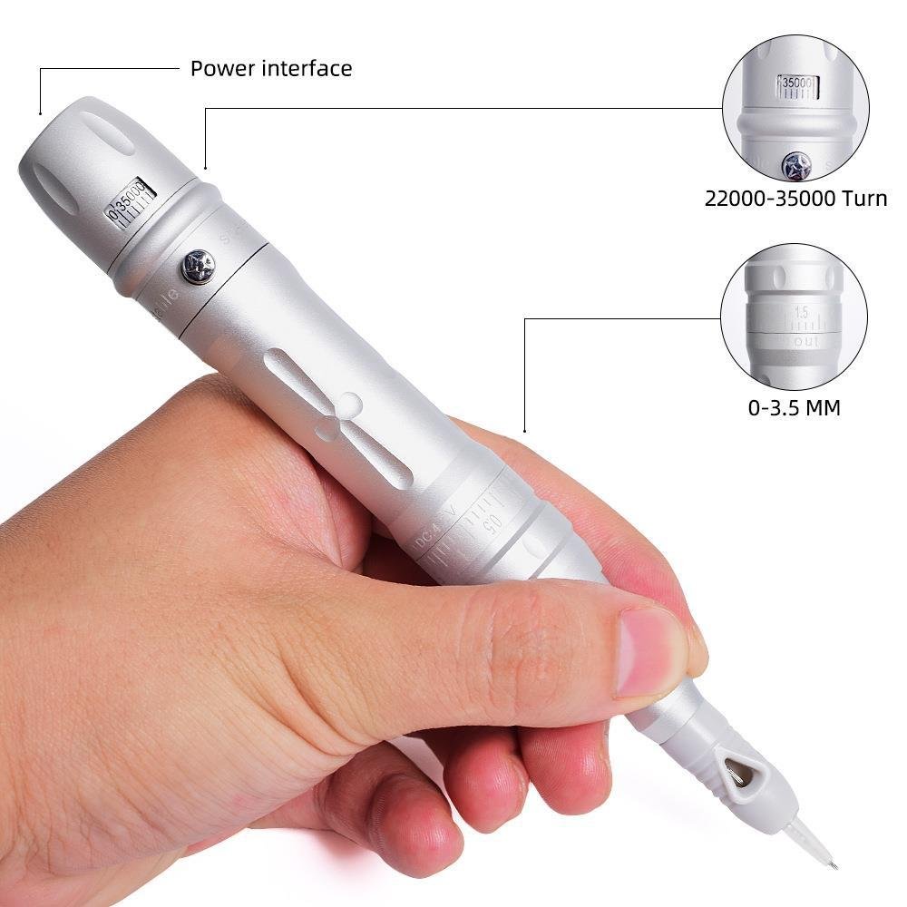 Wireless Permanent Makeup Eyebrows Pen Tattoo Rotary Machine Portable Pmu Machine Device Kit with 2 Replaceable Batteries