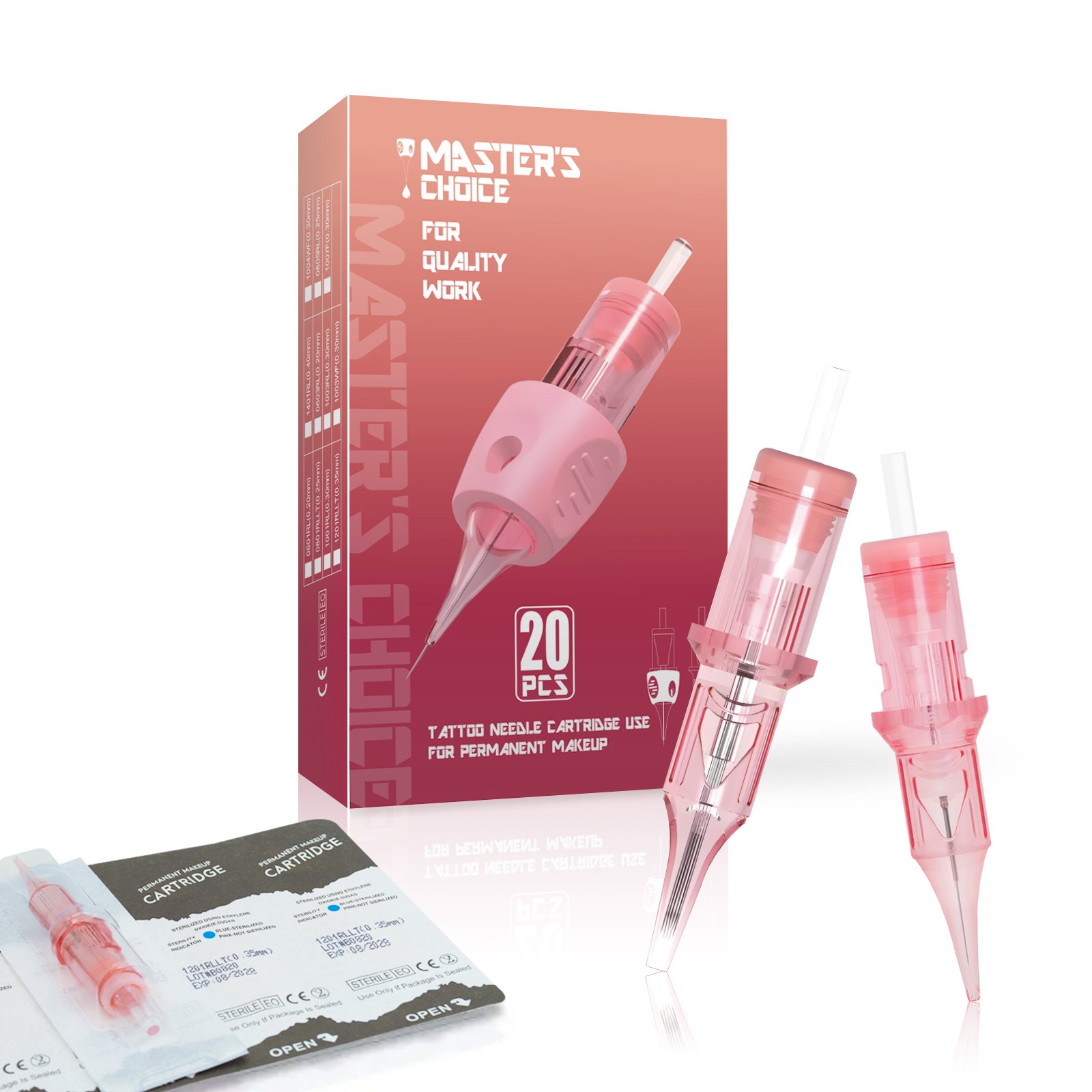 20pcs Universal Permanent Makeup Tattoo Cartridge Premium Quality Lip Blush Nano Brow Hairstroke needle with Silicone Grip Cover