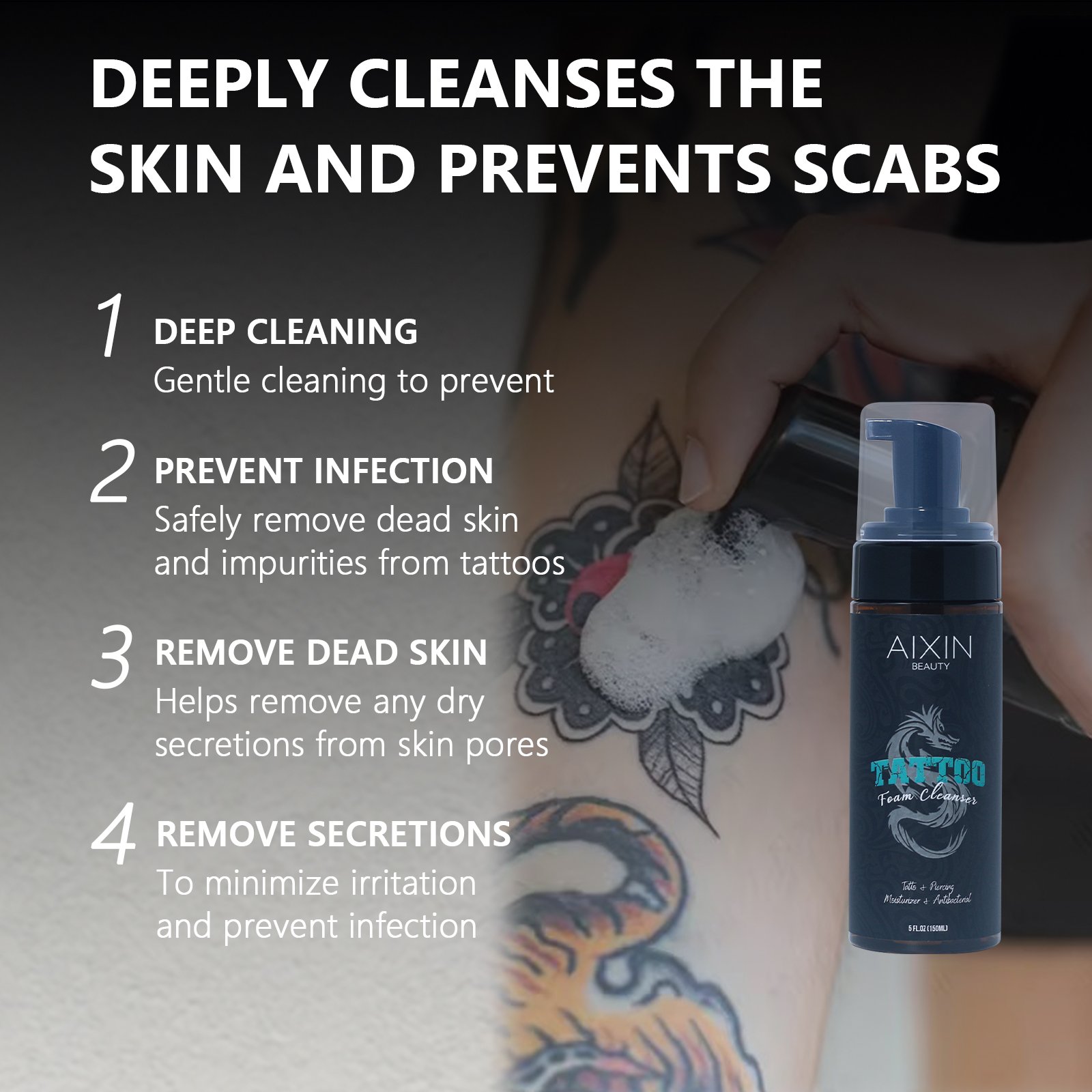 Aixin Custom Tattoo Aftercare Products 150g Tattoo Aftercare Foam Cleanser