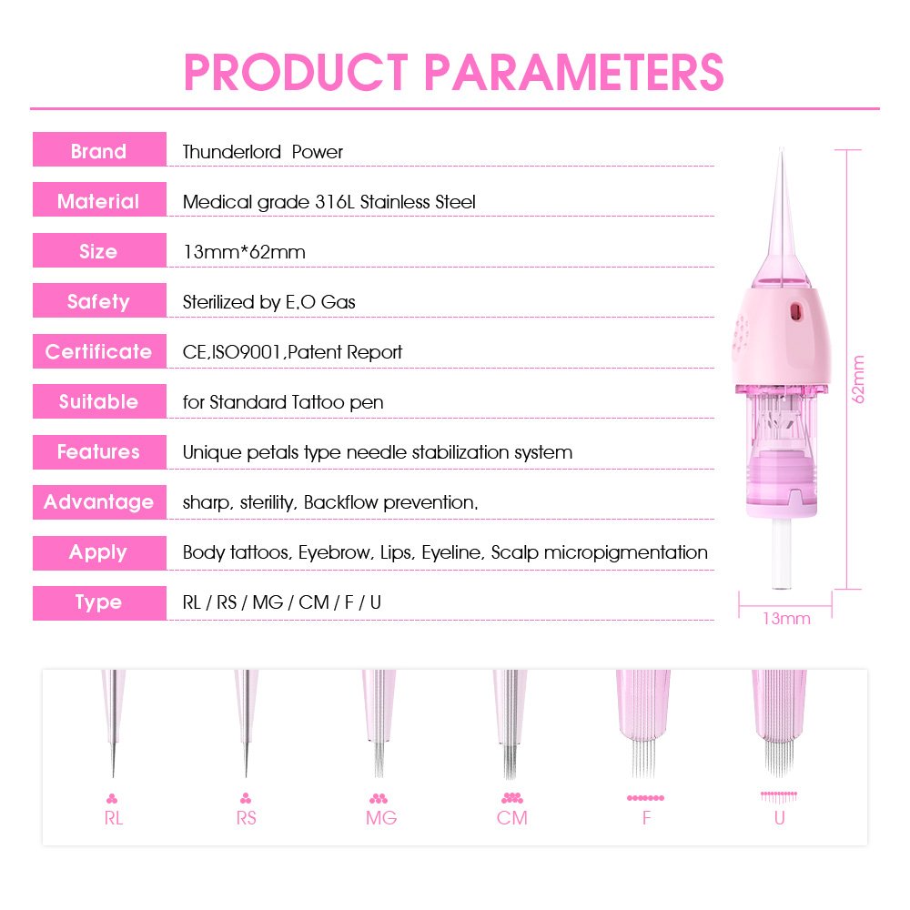 Biomaser Needle Cartridge Pink Permanent Makeup Cartridge Needles Tattoo Needles For All Universal Permanent Makeup Tattoo Pen