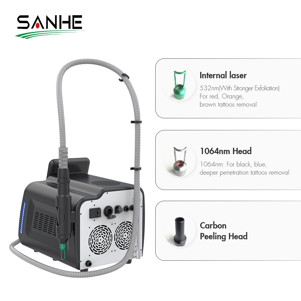 Portable laser picosecond 1064Nm 755Nm 532Nm Remove Tattoo Laser Machine Q Switched Nd Yag Laser Tattoo Machine