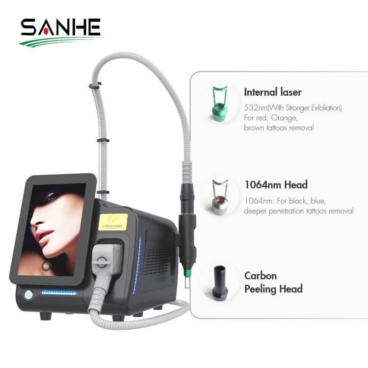 Portable laser picosecond 1064Nm 755Nm 532Nm Remove Tattoo Laser Machine Q Switched Nd Yag Laser Tattoo Machine