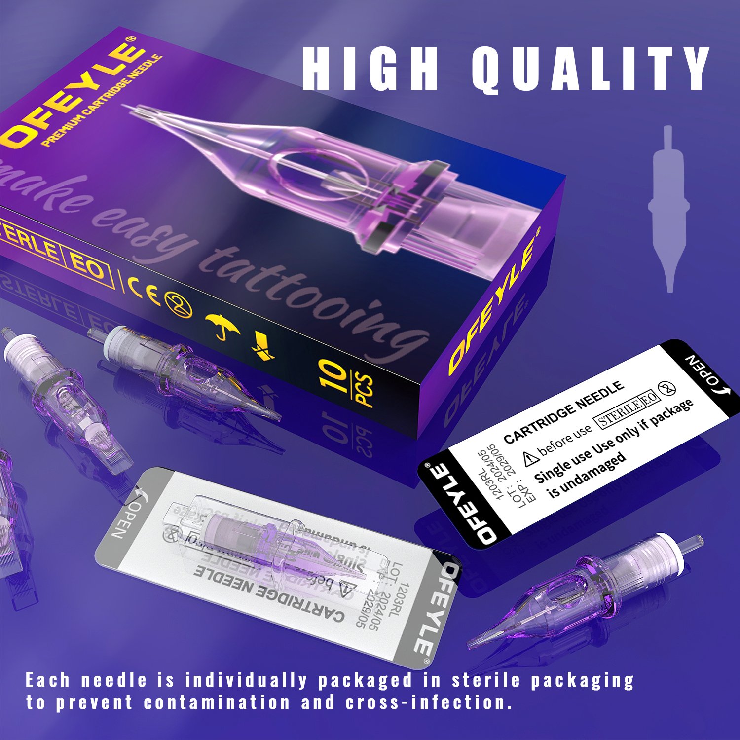 0.35mm Round Liner Disposable Sterilized Safety Permanent Makeup Tattoo Supplies Tattoo Cartridge Needle