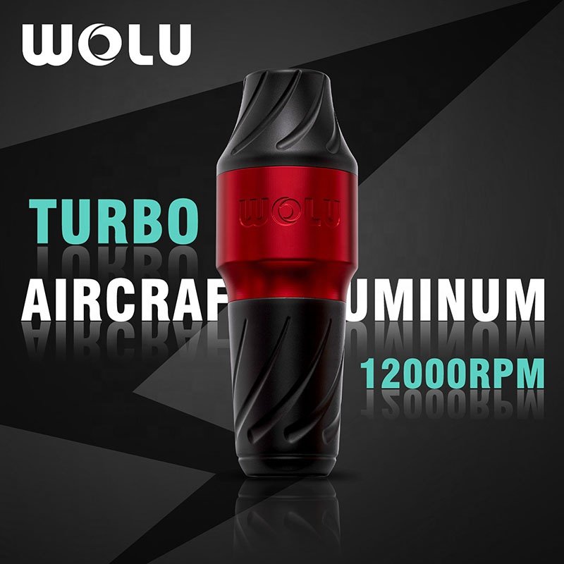 Wholesale Wolu Flux Portable Red Electric Adjustable Stroke Eyebrow Tattoo Gun Pen Set Rotary Wireless Full Tattoo Machine Kit