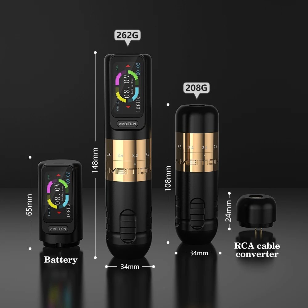 Ambition Seher 2400mAh Touch Screen Battery Powerful Motor 2.2-4.2mm Adjustable Stroke Professional Wireless Tattoo Machine Pen