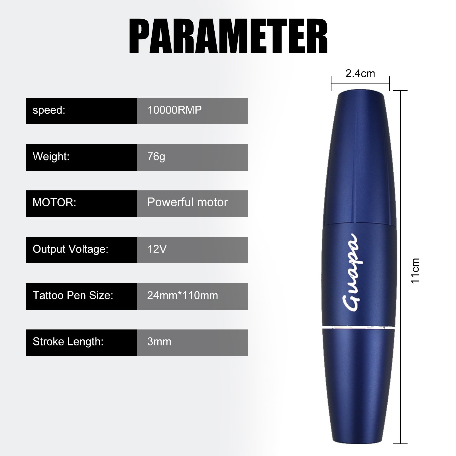 Reasonable Price Rechargeable Tattoo Machine Strong Power Permanent Makeup Pen Machine Adjustable Stroke for Body Art