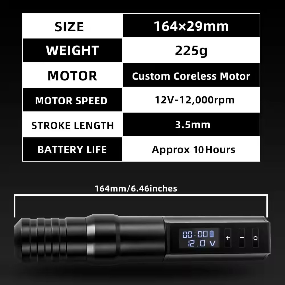Ambition Hunter Professional Wireless Tattoo Machine Pen Set Tattoo Gun Full Complete Kit with Tattoo Cartridge Ink for Beginner