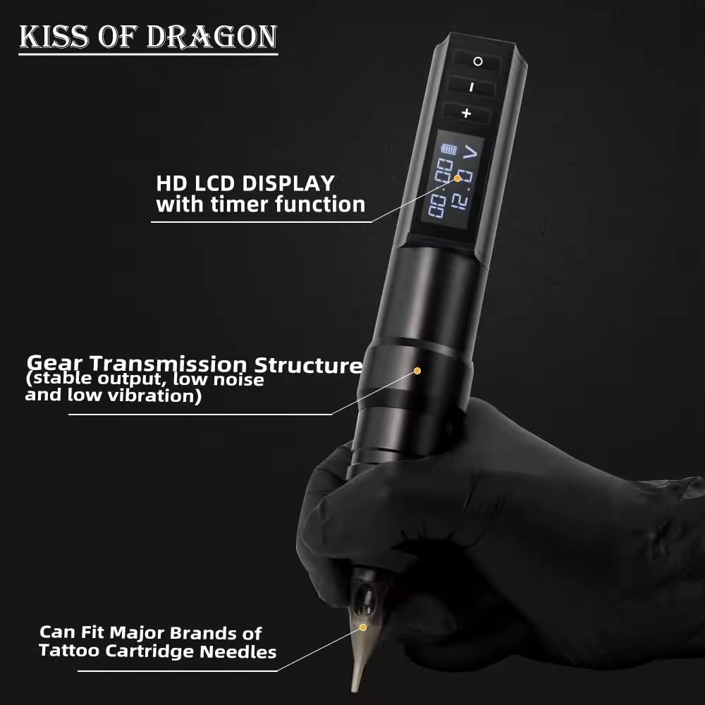 Ambition Hunter Professional Wireless Tattoo Machine Pen Set Tattoo Gun Full Complete Kit with Tattoo Cartridge Ink for Beginner