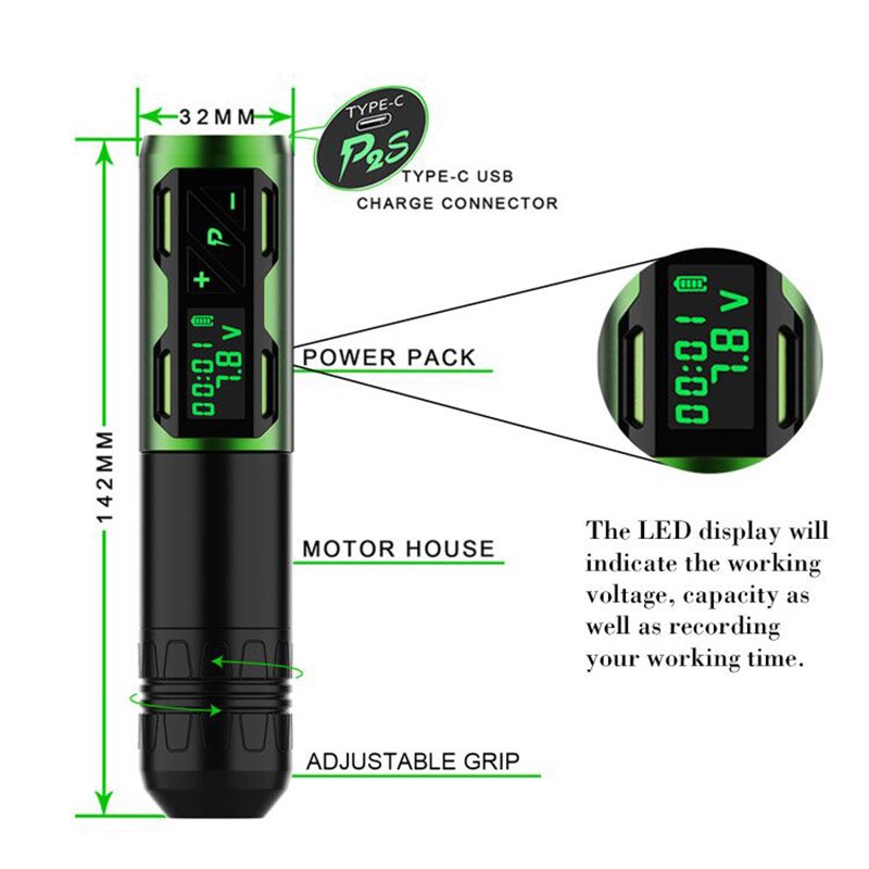 New product microblading permanent makeup pmu pen green motor cartridge wireless tattoo gun rotary tattoo machine set tools