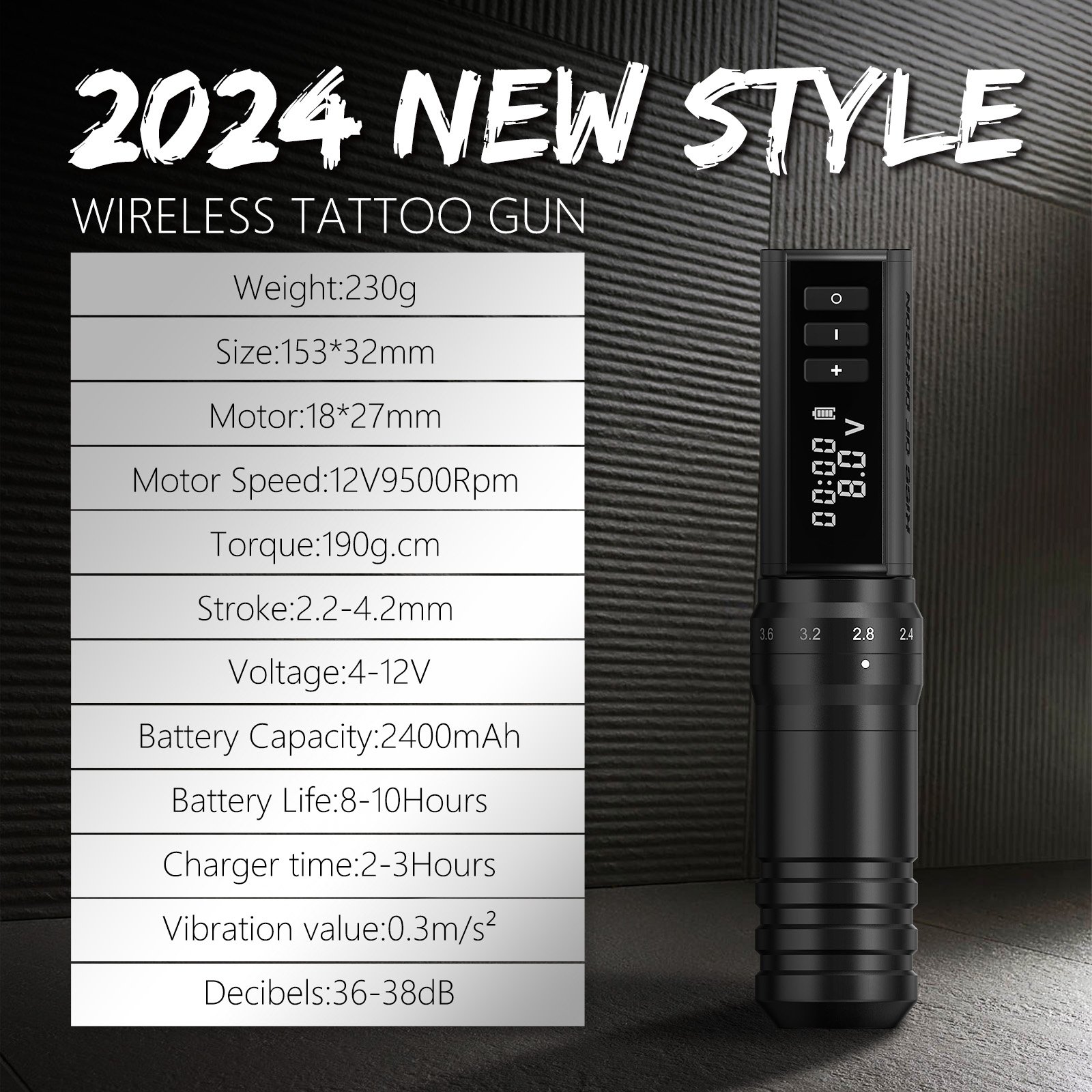 Hot Selling Customizable Digital Tattoo Gun2.2-4.2mm Adjustable Stroke Wireless Tattoo Pen Machine