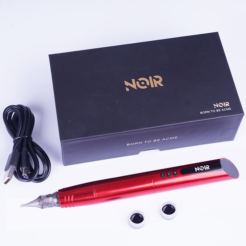 NOIR Tattoo Kits 2.1mm Stroke Wireless Battery Permanent Makeup Machine Eyebrow Lip 20Pcs RL Cartridge Needles
