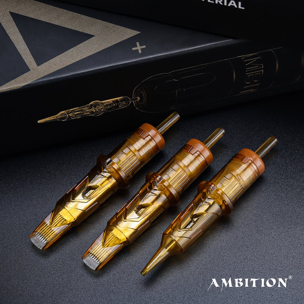 Ambition Glory 0.25mm 0.3mm 0.35mm Disposable Sterilized Safe Premium RM Round Magnum Tattoo Needles Cartridges