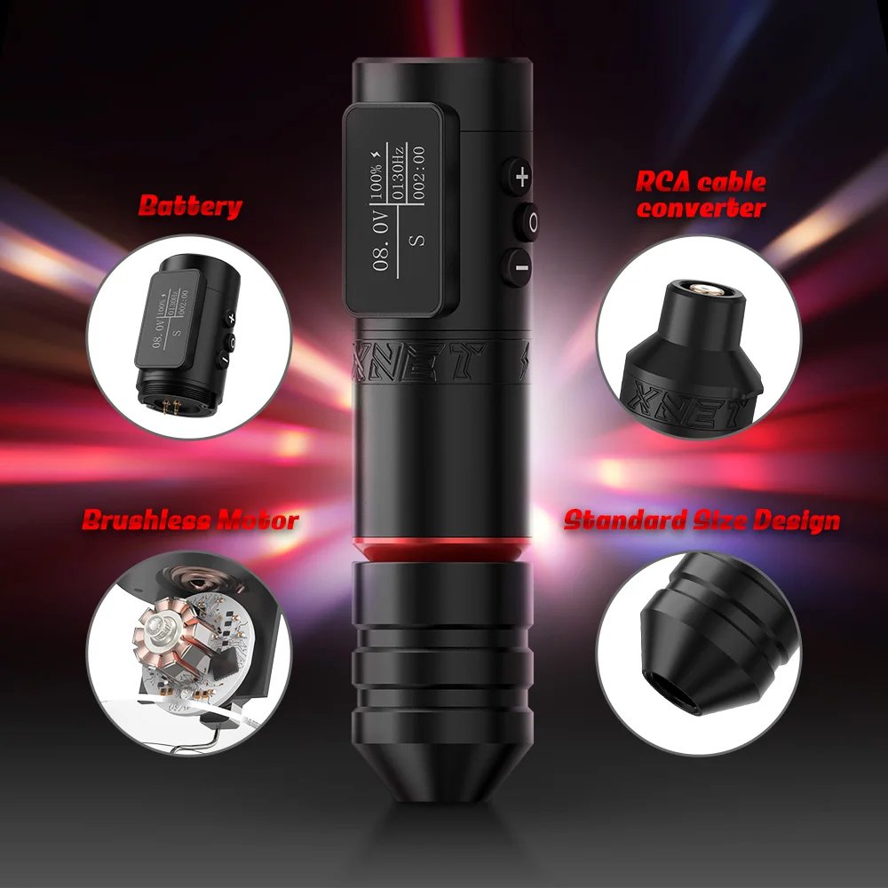 XNET VANE 2024 Powerful Brushless Motor Electric Tattoo Gun 1800mAh Professional Wireless Tattoo Pen Machine for Body Art