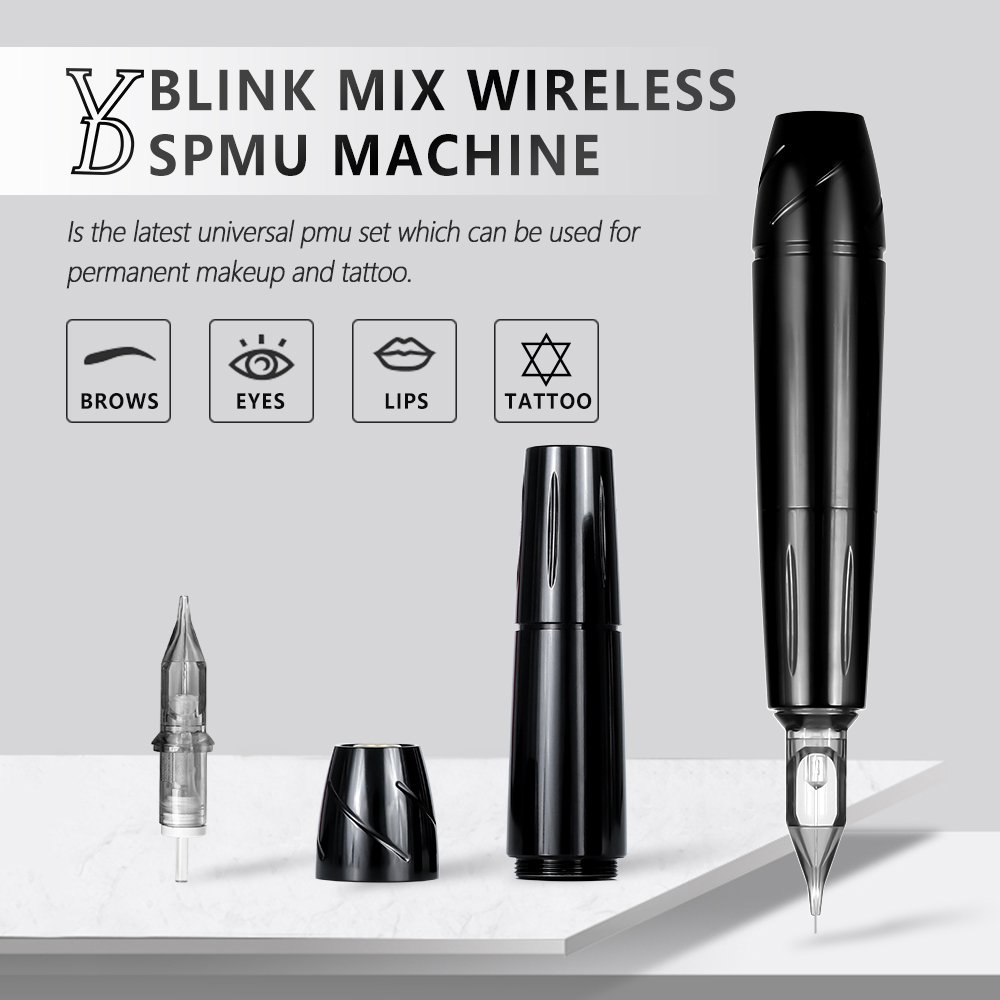 New Arrival YD Blink Mix Dual Battery 1 RCA Jack Wireless Stroke 3mm Permanent Makeup Rotary Tattoo Machine